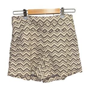 Cartonnier Anthropologie Zigzag Shorts Size 6 Side Zip Pocketed Cotton Blend